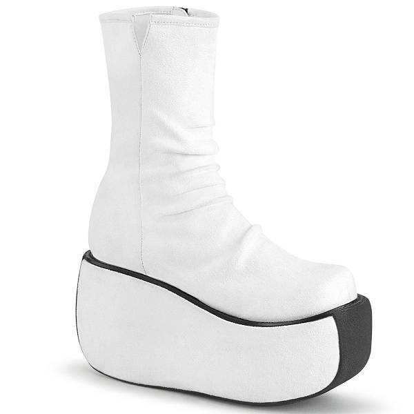 Demonia Women's Violet-100 Platform Ankle Boots - White Faux Suede D1234-50US Clearance